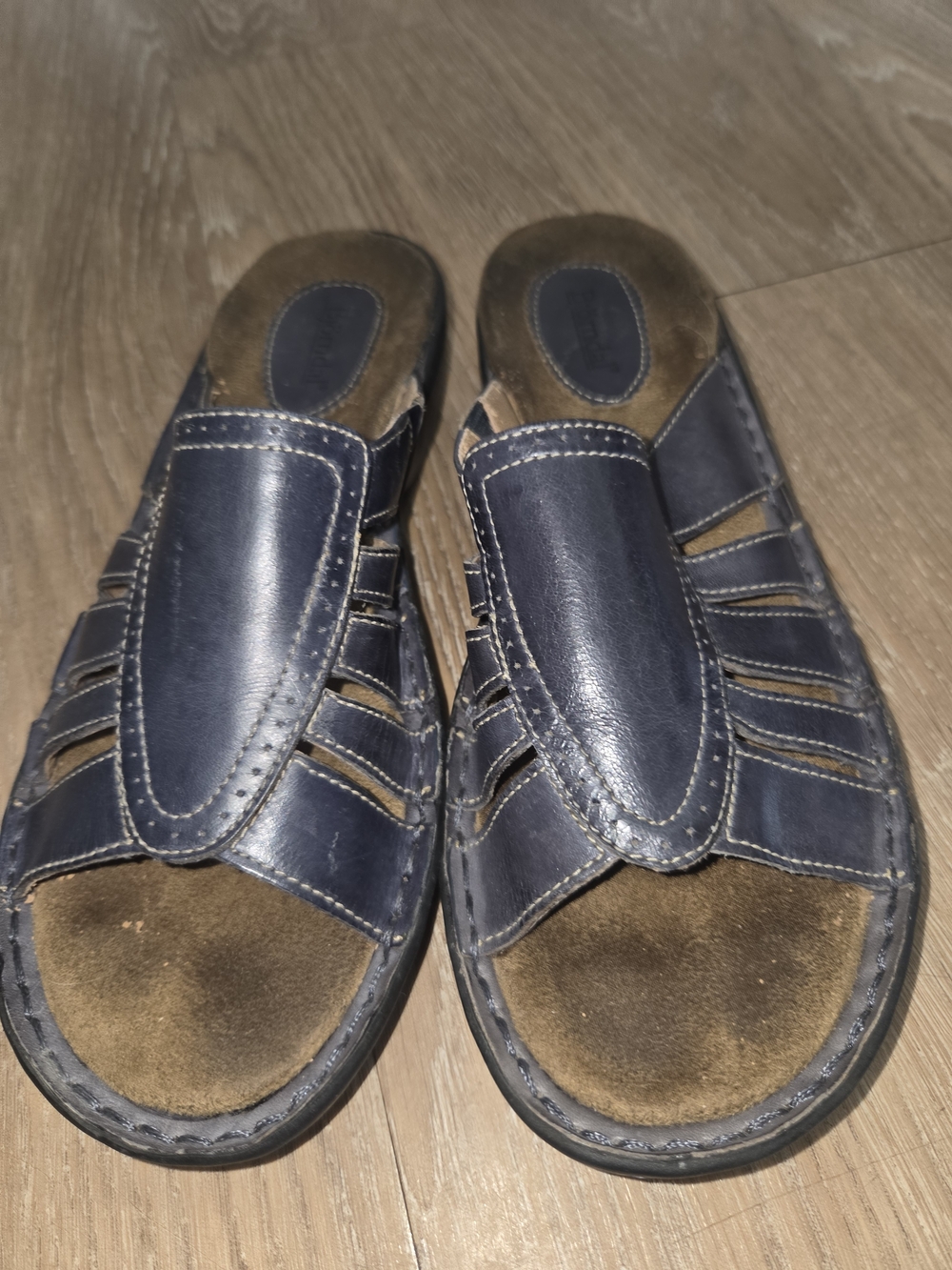 Bjorn Women's Casual Slide Sandals in Navy Sz 9 Leather